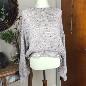 SHEIN Distressed Slouchy Sweater Pink Black Size Medium